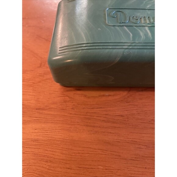 VTG Domestic Celluloid MARBLED GREEN PLASTIC TRINKET CASE Box - Picture 2 of 5